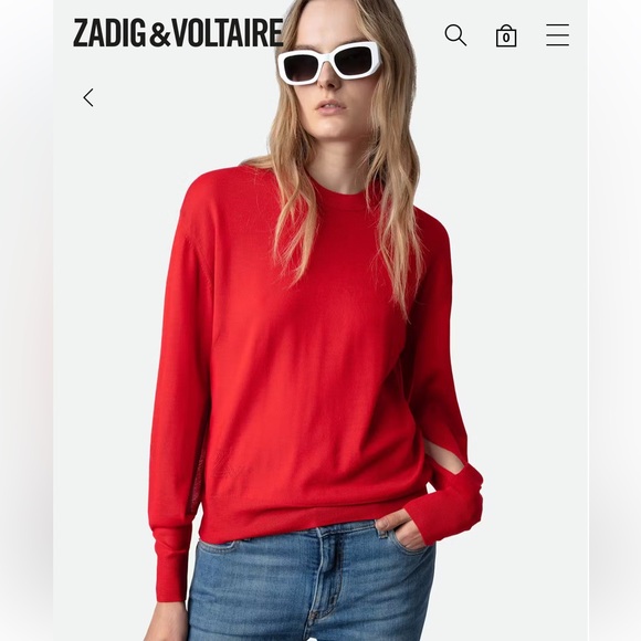 Zadig & Voltaire Emma cut-out-sleeves wool jumper Sweater NWT FLAWED - Picture 1 of 14